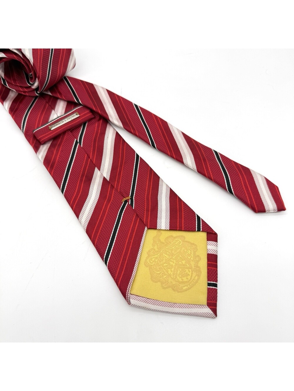 Donald J. Trump Signature Collection Men's 100% Silk Necktie Red Stripes MAGA